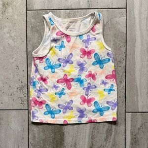 Garanimals White Tank Top with Pink, Blue, Purple & Yellow Butterflies